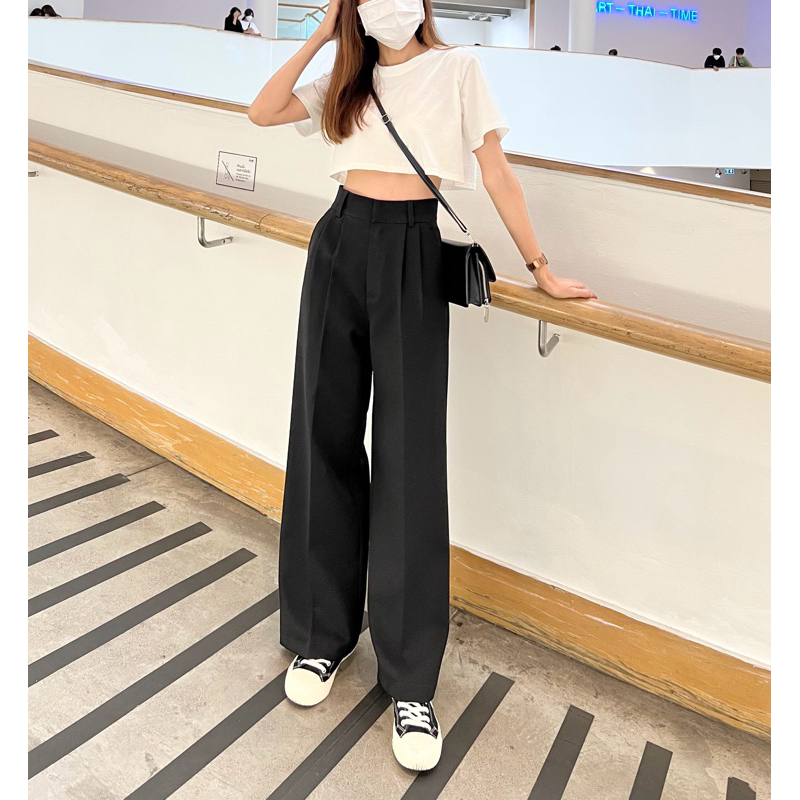 BUNNY.CUTIE studio : รุ่น Bunnie Pants กางเกงทรงกระบอก เอวสูง ผ้ามีน้ำหนัก อยู่ทรงสวย กางเกงใส่ทำงาน (XS-XL) – โปรปัง
