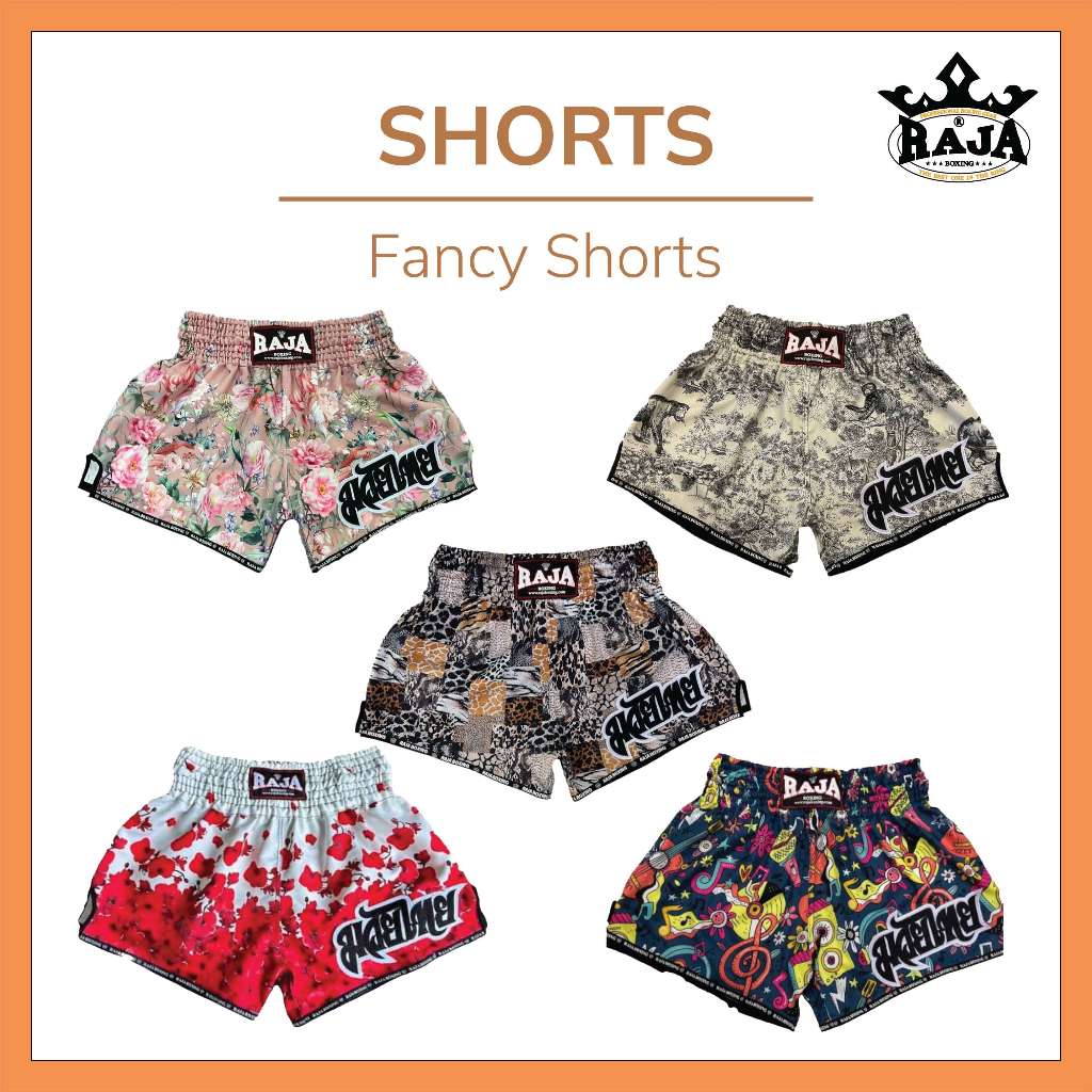 กางเกงมวย กางเกงมวยไทย ราชาบ็อคซิ่ง ลายแฟนซี สวยงาม น่ารัก Raja Boxing Muaythai Shorts กางเกงขาสั้น