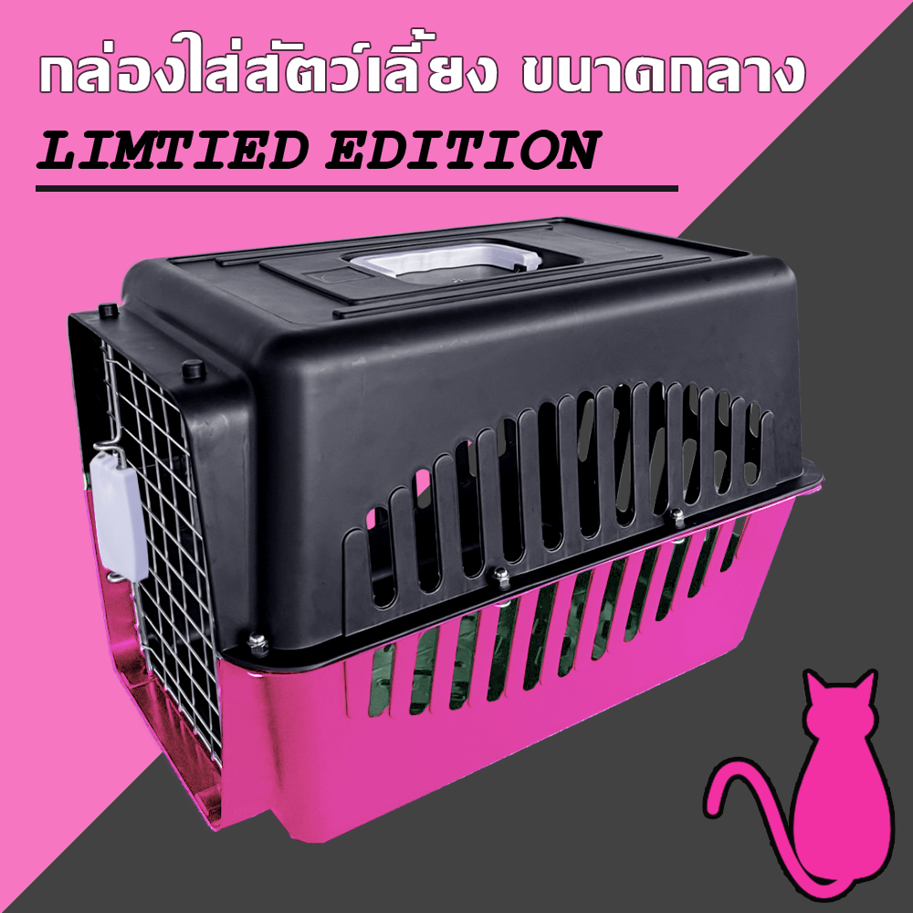 สีพิเศษ!! กล่องใส่สัตว์เลี้ยง กล่องเดินทางหมาแมว ขนาดกลาง มีแผ่นรองให้ - 0294