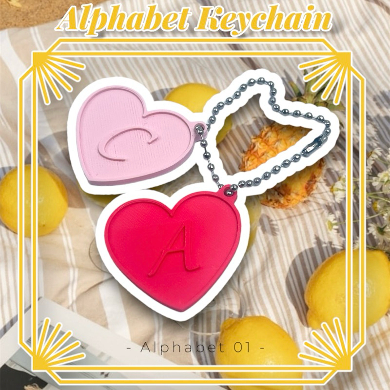 Alphabet 01 | จี้พวงกุญแจตัวอักษรรูปหัวใจ heart alphabet keychain - ของขวัญ ของที่ระลึก ของชำร่วย