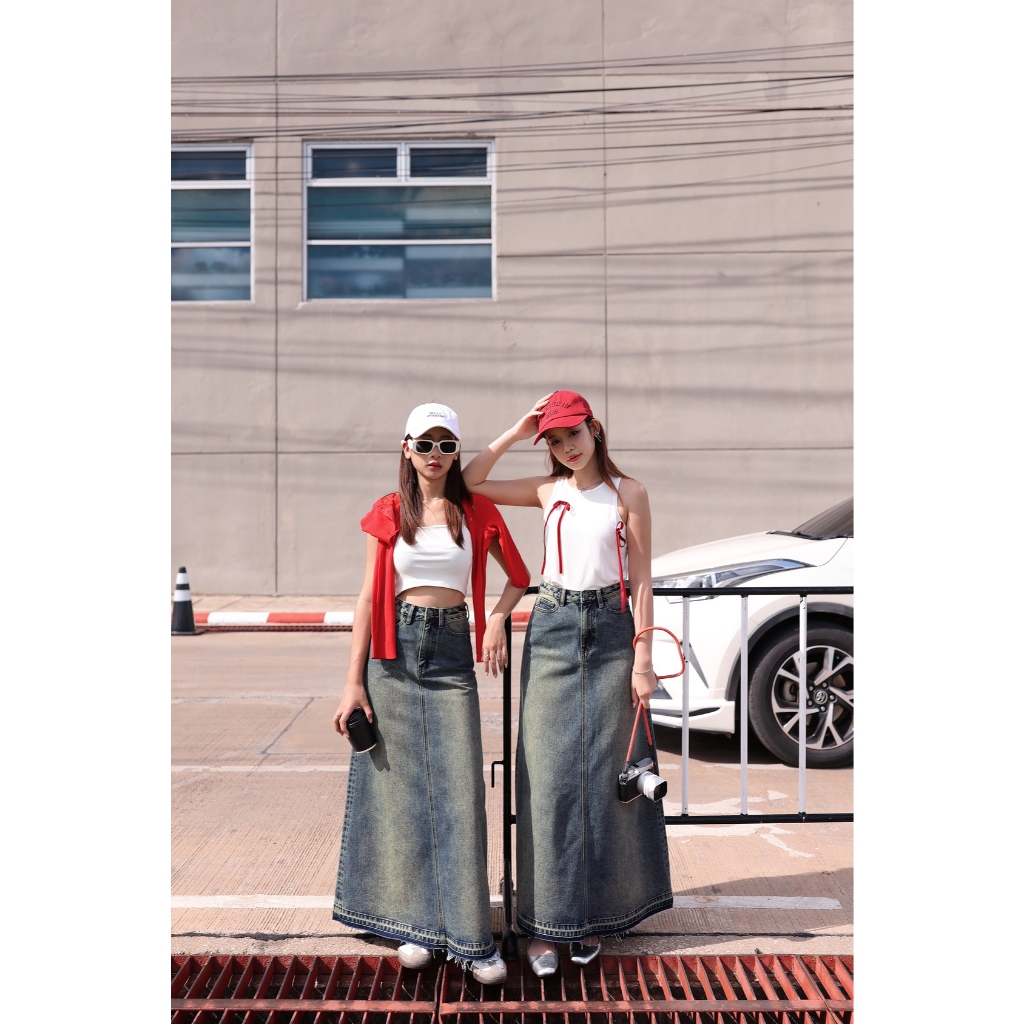 N7070 GALAXY DENIM SKIRT - NUMBERSEVEN