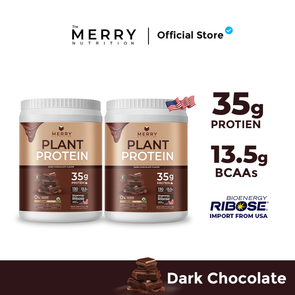 Plant Protein โปรตีนพืชรส :  ดาร์ก ช็อกโกแลต Dark Chocolate Flavor 2 กระปุก 2.3lb. / 1,050g.