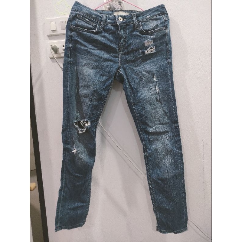 กางเกงยีนส์ zara แต่งขาด #zara