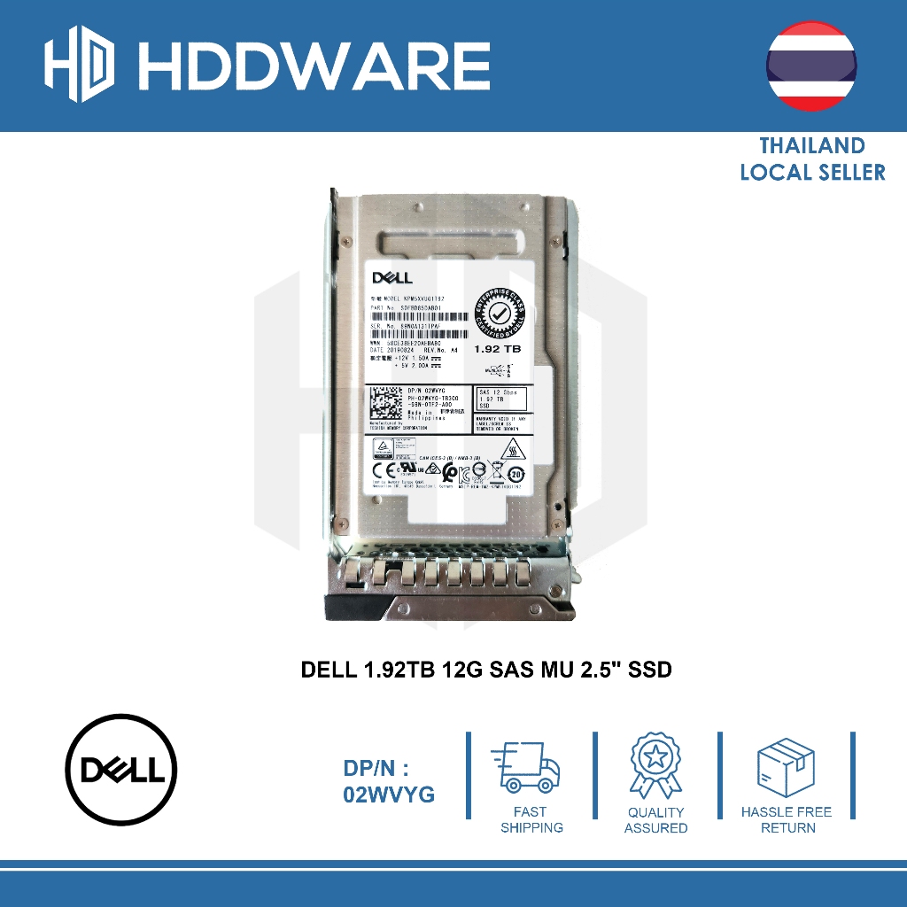 DELL 1.92TB 12G SAS MU 2.5" SSD// 02WVYG // SDFBD85DAB01 // KPM5XVUG1T92