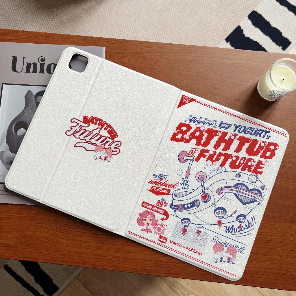 24 ชั่วโมง เคสป้องกัน iPad สไตล์เรโทร Gen9 BATHTUB Air5 พร้อมถาดใส่ปากกา เคสไอแพด Pro11 2024 Air4 Gen8/7 AIR6