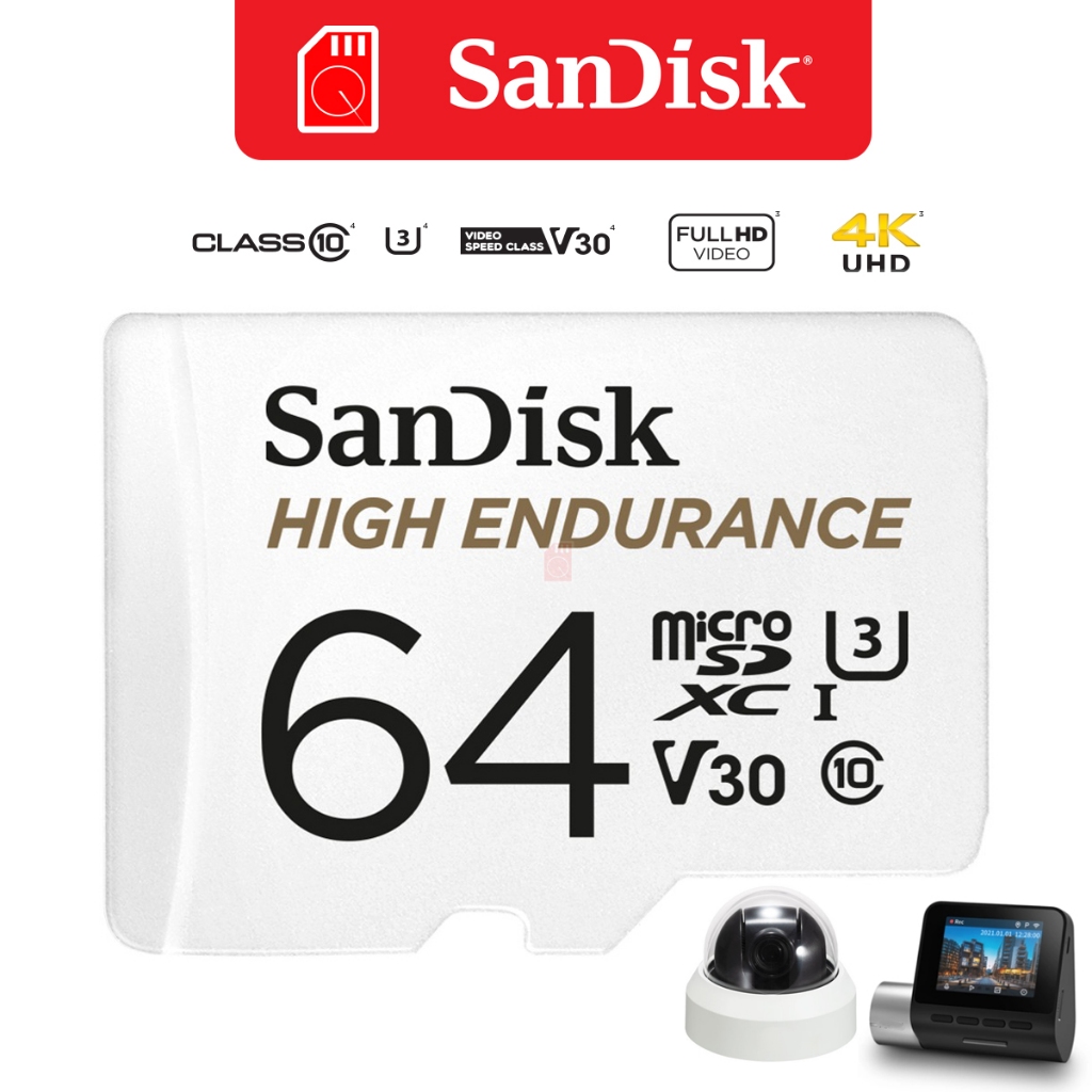 SanDisk High Endurance 64GB microSD Card (SDSQQNR_064G_GN6IA) สำหรับ กล้องวงจรปิด กล้องหน้ารถ 4K