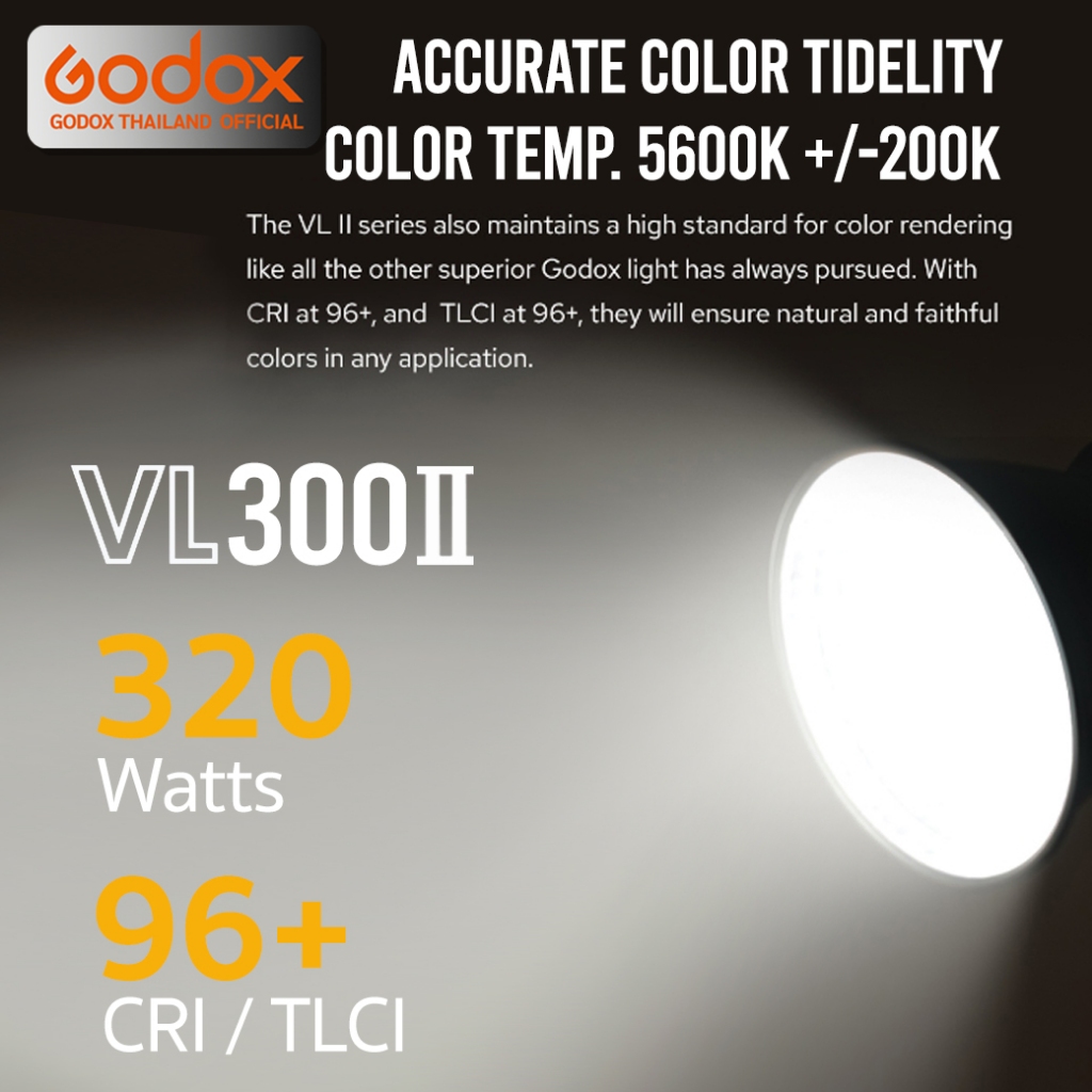 Godox LED VL300II 320W 5600K - Bowen Mount - รับประกันศูนย์ Godox Thailand 3ปี