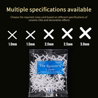 jiangjiangle กากบาทเว้นร่องกระเบื้อง 1.5/2/2.5/3mm100pcsจัดแนวกระเบื้อง จัดร่องกระเบื้องอุปกรณ์ปรอุปกรณ์ปรับระดับกระเบื้