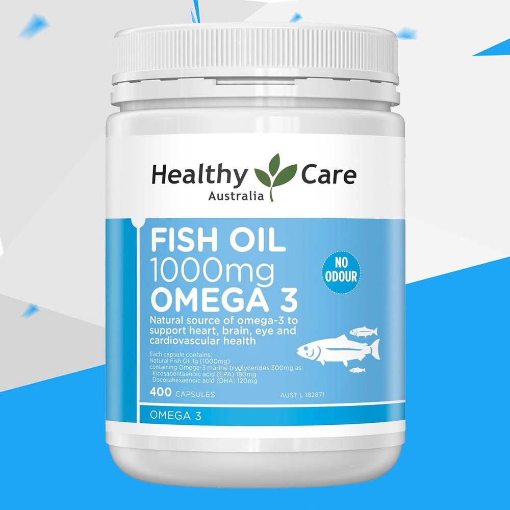 (Exp.09/2026)Healthy care fish oil 1000mg Omega-3 400 เม็ด