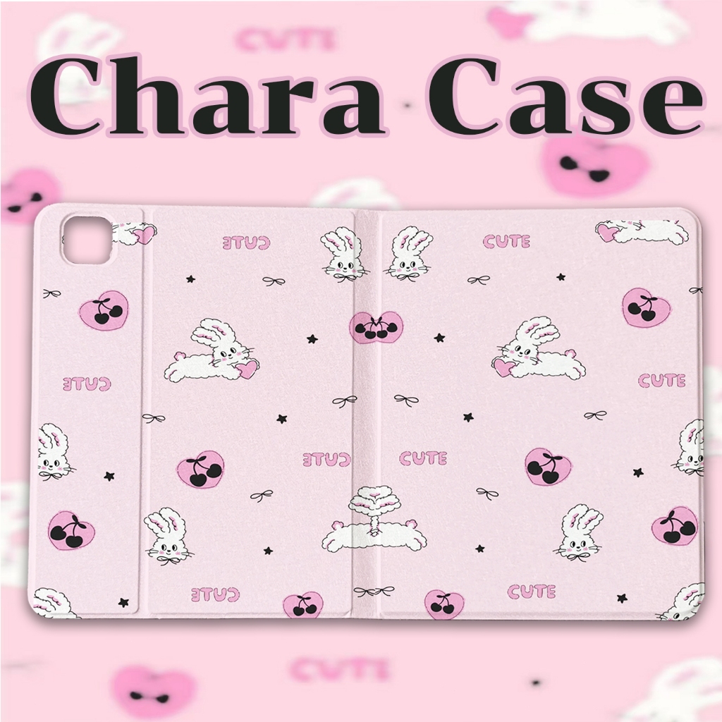 พร้อมส่ง เคสไอแพด gen9 pro11 2024 MINI7 พร้อมถาดใส่ปากกา กระต่ายหัวใจเชอร์รี่ case iPad Air5 Air6