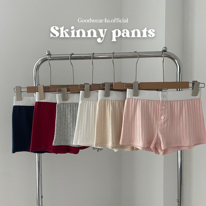 Goodwear4u | (พร้อมส่ง) skinny pants กางเกงขาสั้น กางเกงแต่งกระดุม ผ้ายืด นิ่ม ใส่สบาย ทรงสวย น่ารัก เซ็กซี่