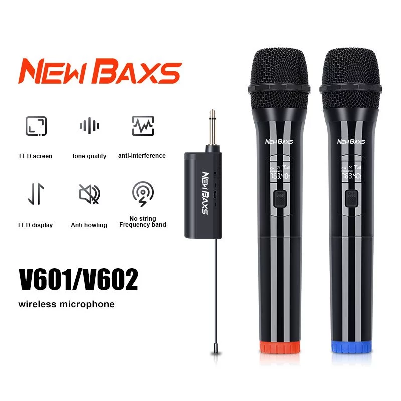NEW BAXS Professional UHF V601/V602 ไมโครโฟนไร้สายความถี่ความถี่คงที่สามารถรับแบตเตอรี่ AA * 2 50 M เวที/KTV ปาร์ตี้