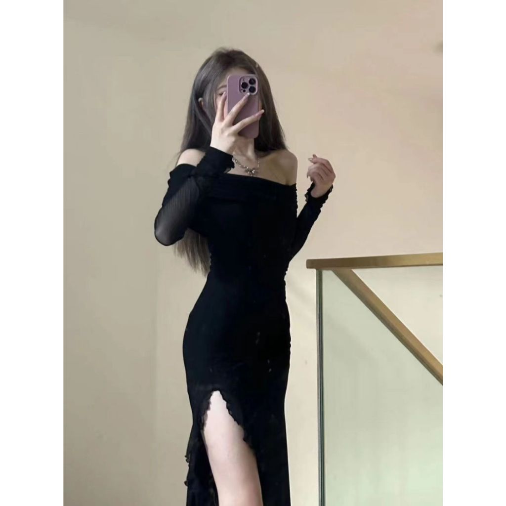 🌼ชุดเดรส,🌼2024 ใหม่กระโปรงยาว Babes แขนยาวบางชุดเอวสูงผิดปกติกรีด - รูปที่ 6