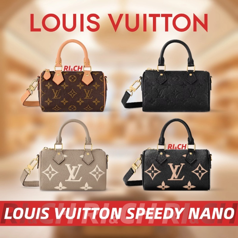 #Rich Louis Vuitton แท้💯LV กระเป๋ารุ่น Nano Speedy Monogram 16cm สายสะพาย สามารถถอดออกได้