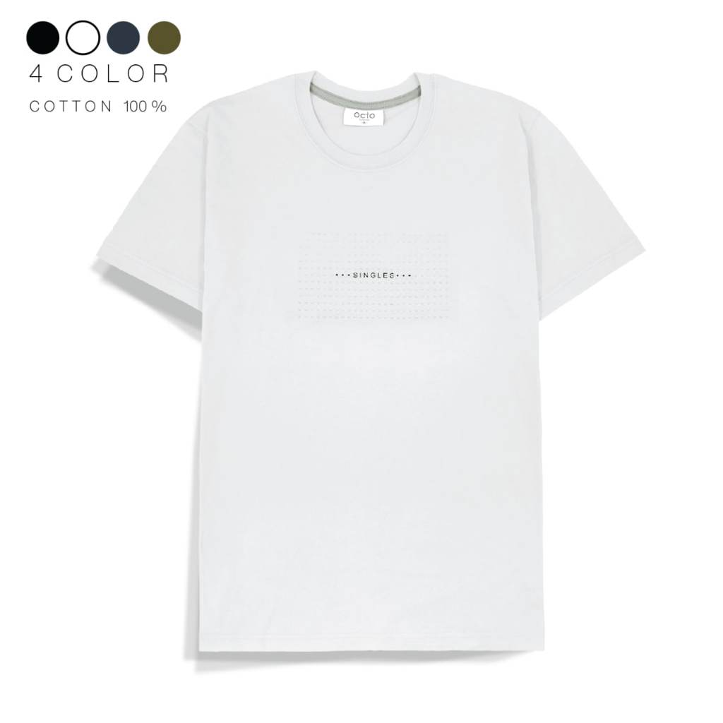 octo TOKYO เสื้อยืดแขนสั้นสกรีนลาย SINGLES ผ้านุ่มคอตตอน 100%
