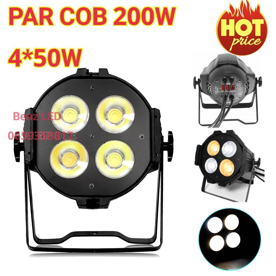 PAR 4LED*50W Par COB 200wไฟพาร์ LED แสงวอร์มล้วน ,แสงขาว&วอร์ม ไฟเธค ไฟปาร์ตี้ ไฟพาร์ ไฟดิสโก