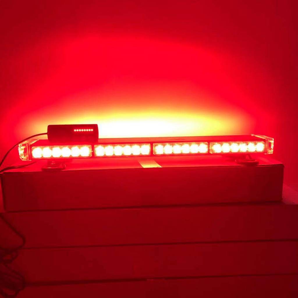 ไฟไซเรนกู้ภัย LED ไฟติดหลังคา (319-4 R) มาใหม่ 60cm 4ท่อน 4หน้า มีข้าง 6W 12V-24Vพร้อมขาแม่เหล็ก แดง