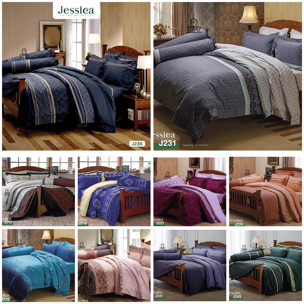 Jessica รหัส J ลายดอก พิมพ์ลาย [ครบชุด รวมผ้านวม] ผ้าปู+ผ้านวม 3.5/5/6 ฟุต P.1 J219-236