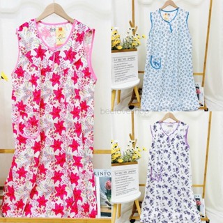 🌹#ชุดนอนกระโปรงป้า.แขนกุด.ลายดอก.คละลาย🌹