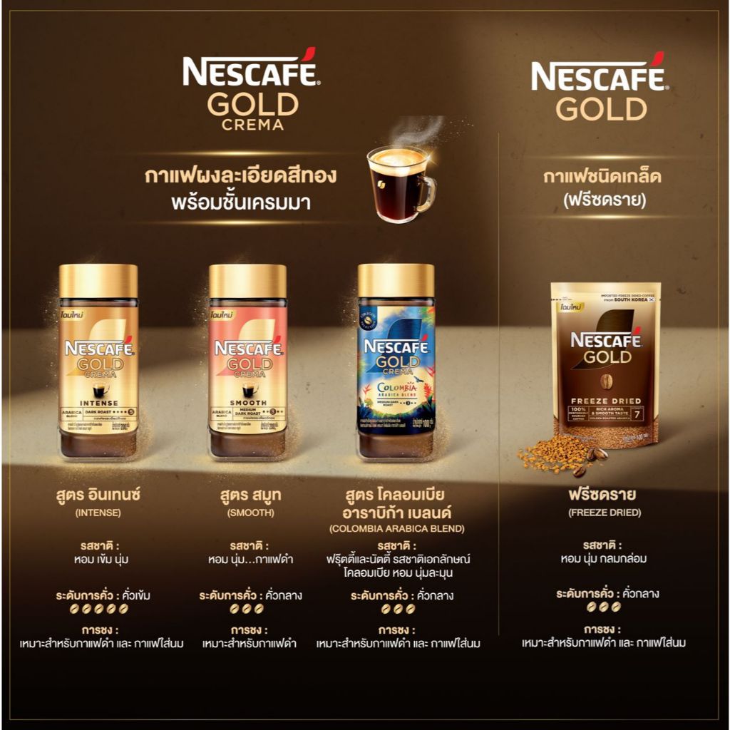 NESCAFÉ Gold Crema Intense เนสกาแฟ โกลด์ เครมมา อินเทนส์ แบบถุง ขนาด 180 กรัม (แพ็ค 2 ถุง) NESCAFE - รูปที่ 5