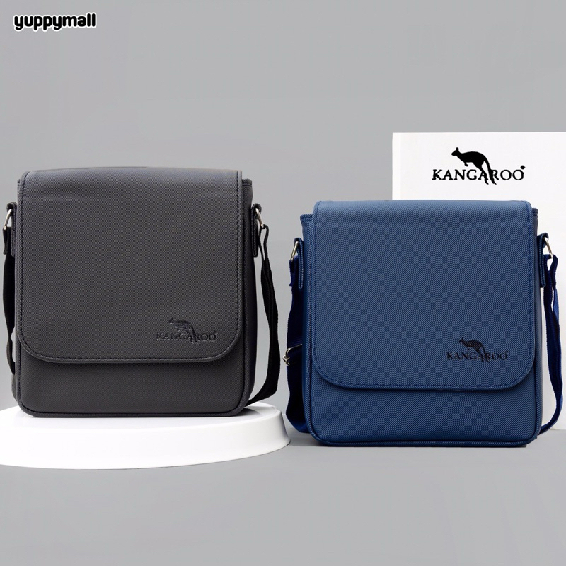 กระเป๋าสะพายข้างผู้ชาย จิงโจ้ ช่องใส่ของเยอะ มีซิปหลัง หนังพรีเมียม กันน้ำได้ ( Made in Thailand  ) A04-5