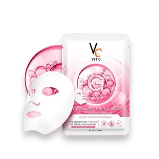 ( 1 แถม 1 ) มาส์กหน้า VC น้องฉัตร Ratcha Vit c bio facial mask Mask / Vit C Glassy Facial Mask (บรรจุ 6 แผ่น)