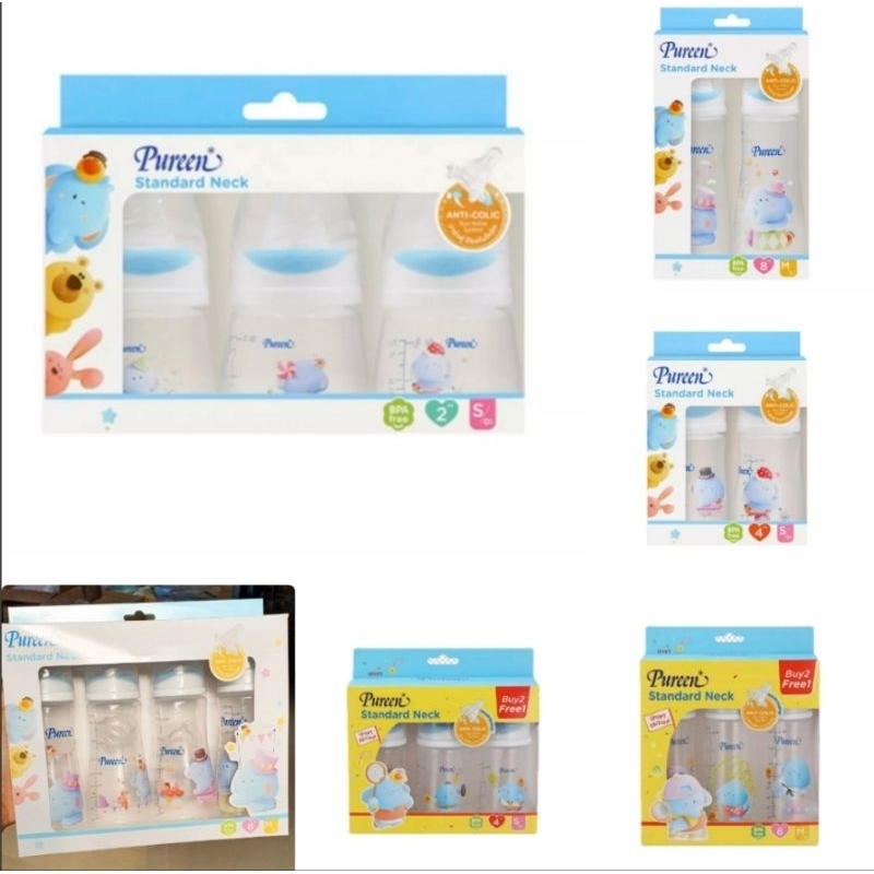 Pureenเพียวรีนขวดนมลายช้างขวดนมคอแคบ เด็กแรกเกิดลดอาการโคลิค Anti Colic