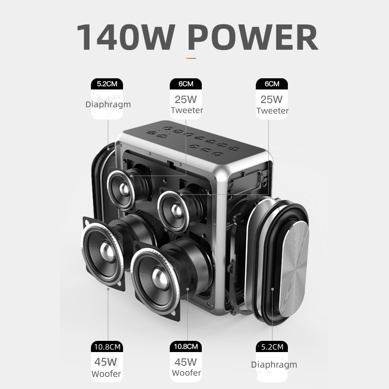XDOBO King Max 140W ลำโพงไร้สายบลูทู ธ กับ 2 ไมโครโฟนเบสลึก TWS โหมดลำโพงกันน้ำกลางแจ้งลำโพงในร่ม