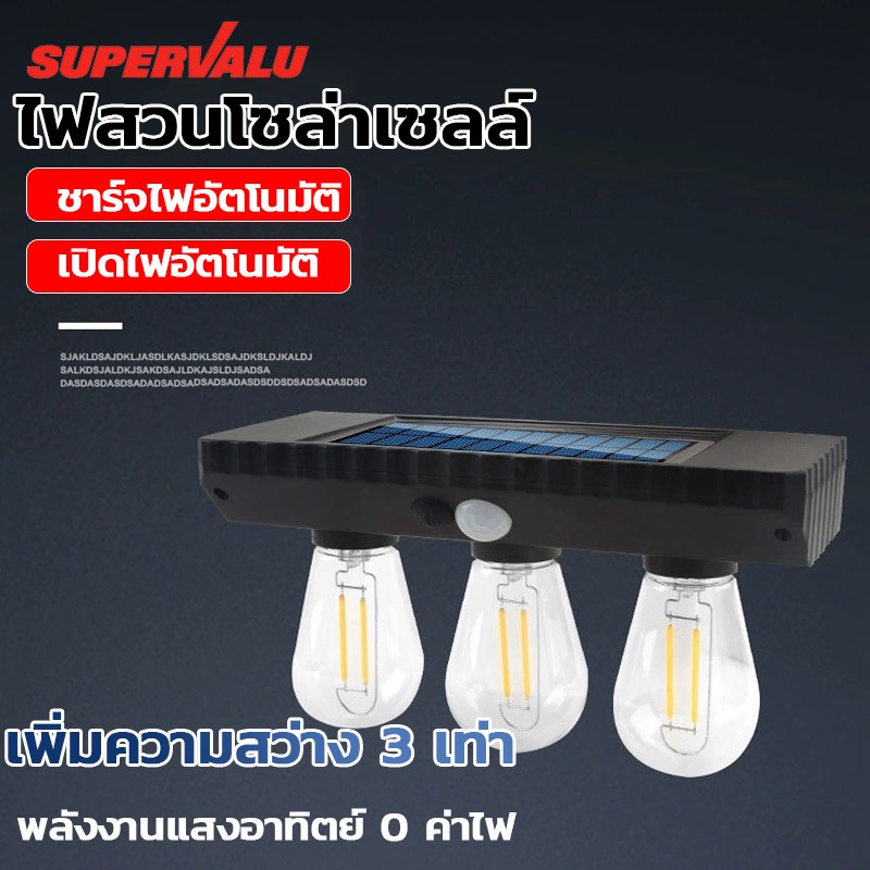 โคมไฟโซล่าเซลล์ LED ไฟติดผนัง กันน้ำ กันฝน ไฟสวน ติดตั้งง่าย ไม่ต้องเดินสายไฟ พลังงานแสงอาทิตย์แบตทนทาน ปรับได้3โหมด