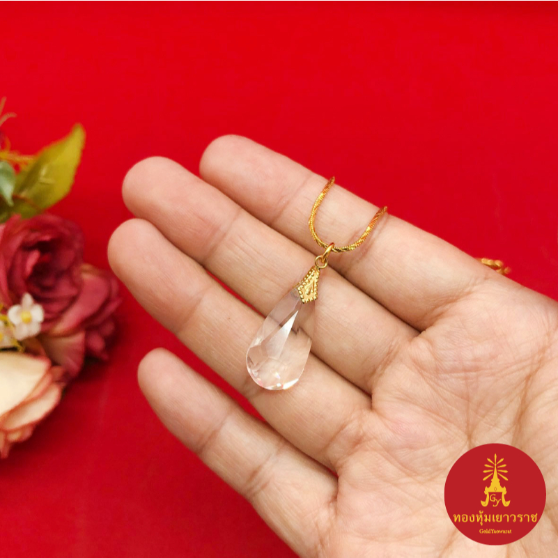 จี้คริสตัล สีใสตัดเหลี่ยม ทรงหยดน้ำ ขนาด 1.3x2.5cm เสริมบารมี ใส่ในชีวิตประจำวันได้ จี้ห้อยคอ แฟชั่น งานสวย พร้อมส่ง