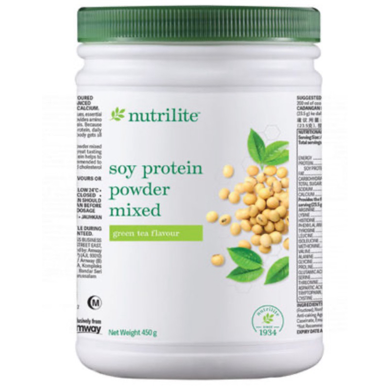 นิวทรีไลท์ออลแพลนท์โปรตีน 450 กรัม Nutrilite Protein soy plant Amway Greentea Mixed
