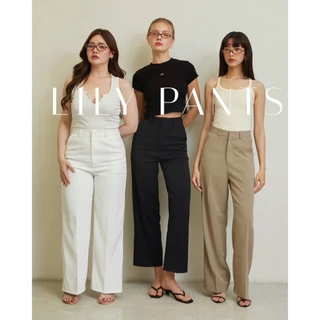 Lily pants รหัส #A04 กางเกงทรงกระบอกกลางตะขอหน้าเรียบ ผ้าพรีเมี่ยมทิ้งตัวใส่ทำงานได้เที่ยวได้ ทรงเบสิคแต่งตัวง่าย