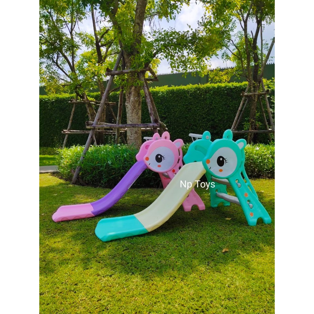 Np Toys สไลเดอร์เด็ก กระดานลื่น สไลเดอร์กวางน้อย 2in1 มีแป้นบาส+ลูกบาส NP.6004