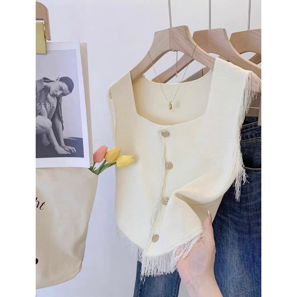(พร้อมส่ง/ใหม่)#M3332 เสื้อคลุมกั๊กแขนกุด เสื้อกั๊กกระดุมจริงงานสวยหรู ยืดหยุ่น ระบายอากาศ สไตล์เกาหลี