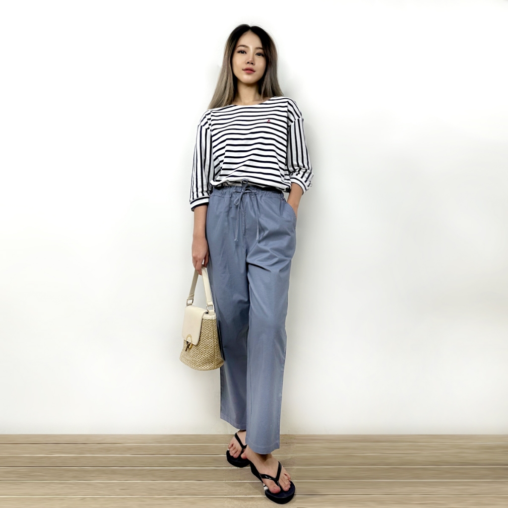 PORTLAND กางเกงขายาวปักสมอ / Pull-On Ankle Pants (Gray)