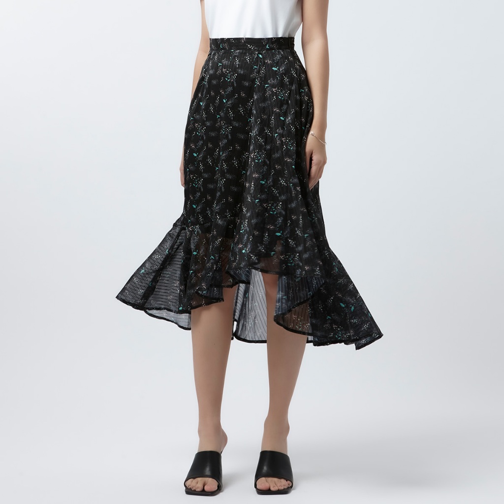 f.fashion กระโปรงลายดอกไม้ ผู้หญิง | Floral Print Skirt | 05661