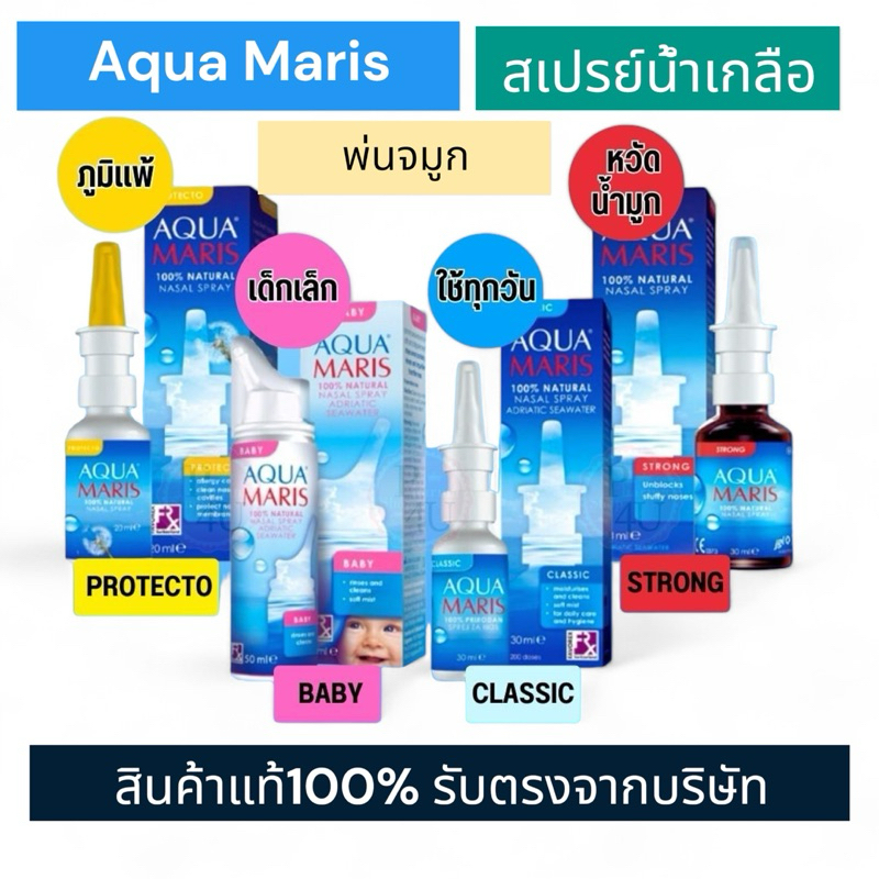สเปรย์น้ำเกลือพ่นจมูก Aqua Maris baby/ Protecto /Strong/Classic