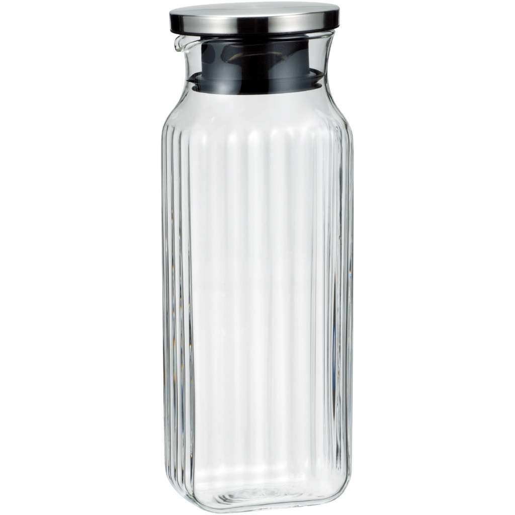 iwaki KT296KT-SVเหยือกน้ำเหลี่ยมฝาสแตนเลสหูจับแก้ว 1000ml.แบรนด์ญี่ปุ่น ใสมาก เบาและคราบไม่เกาะ มีส่งฟรี