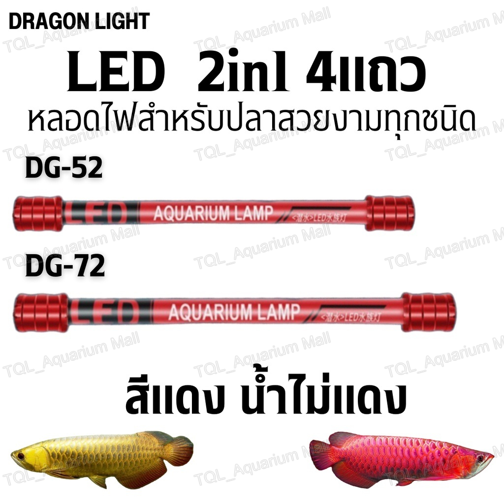 DRAGON LIGHT LED T10 2in1รุ่น DG-52 DG-72 สีทอง/ขาว-ฟ้า/ขาวล้วน/แดง 4แถวหลอดไฟสำหรับปลาสวยงามทุกชนิด น้ำไม่เปลี่ยนส