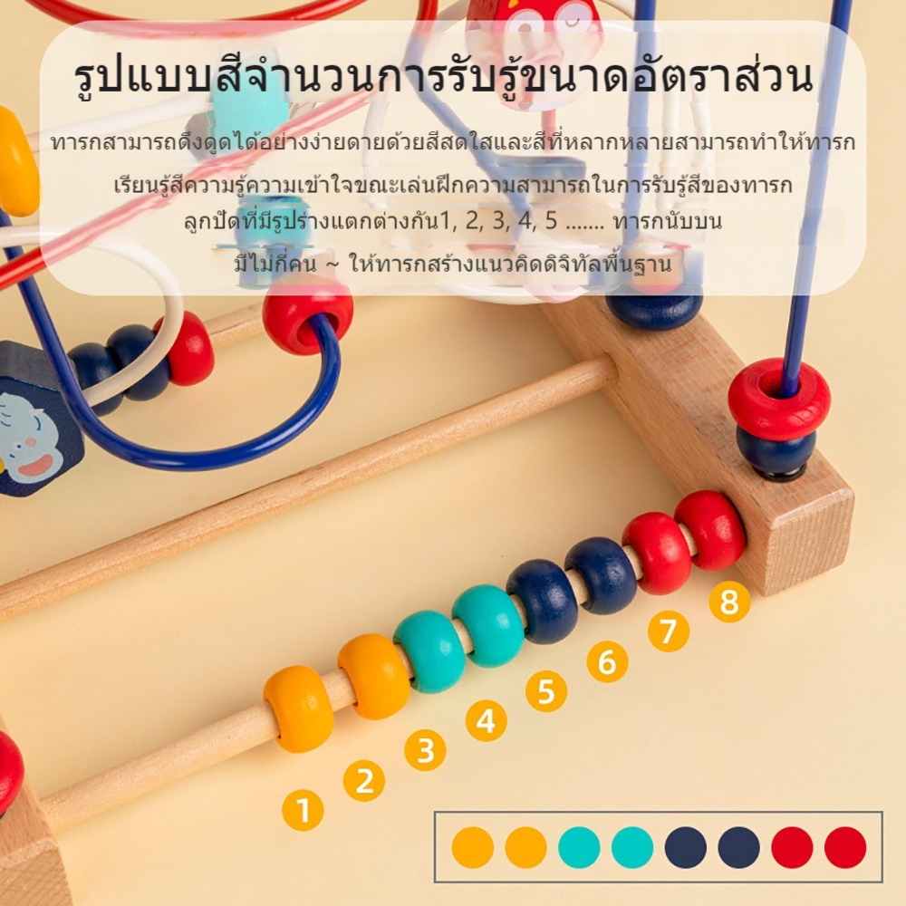 ร้านคนไทยค่ะ ส่งจากไทย เสริมสมาธิ ของเล่นไม้เสริมพัฒนาการ ขดลวดลูกปัดลายสัตว์ - รูปที่ 4