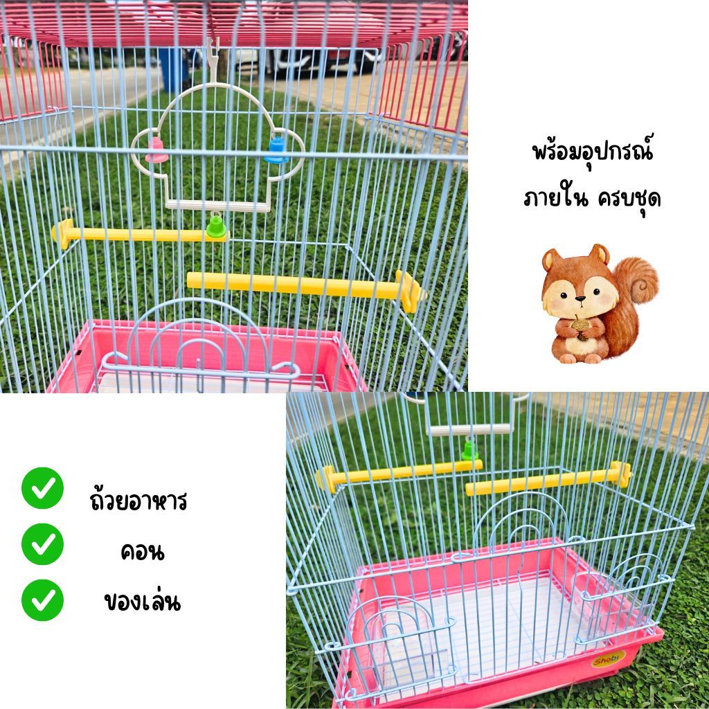 กรงนก, กรงกระรอก, กรงชูการ์ไกลเดอร์ B2108# พร้อมอุปกรณ์ ถ้วยอาหาร คอนยืน กรงสัตว์เลี้ยง(IP) - รูปที่ 4