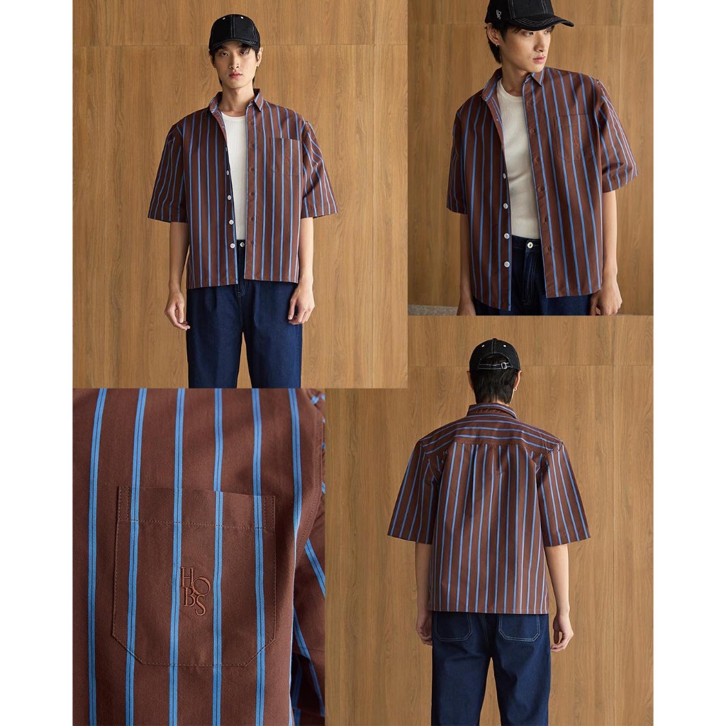 🔥ทักแชทรับโค้ดลดเพิ่ม Kenny Double Stripe Shirt Hob Studios