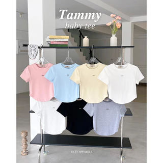 Riley.apparels - Tammy baby tee ปักอะไหล่เงิน 9104