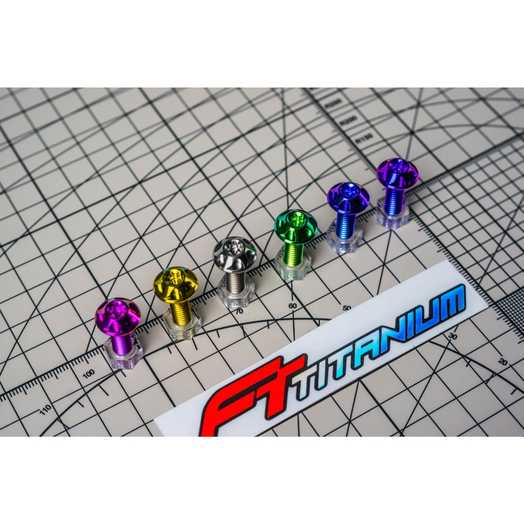 น็อตไทเทเนียมแท้ M6 ลาย FT  (ความกว้างหัว 13 มิล )