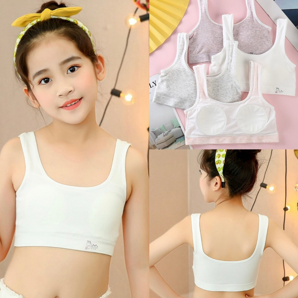 เสื้อในเด็กโต เสื้อกล้ามมีฟองน้ำในตัว แบบสวม นื้อผ้ายืดหยุ่น ใส่สบาย