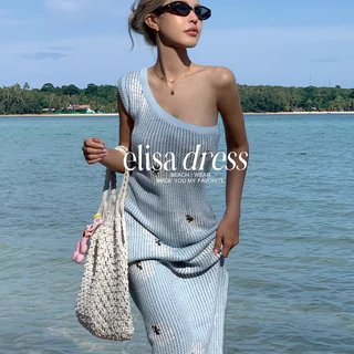 ICEBLINK | Elisa dress🩵 เดรสลูกคุณ งานปาดไหล่ลายดอกไม้มาในโทนสีฟ้าอ่อน ผ้านิ่มมาก