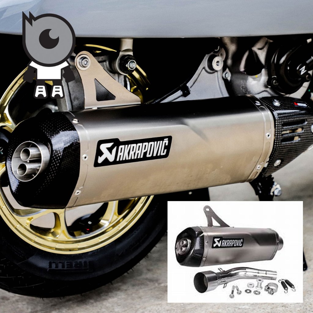 ท่อแต่ง Akrapovic NewShape Slip On แท้ สีเงิน Vespa GTS, GTV Lambratta X300