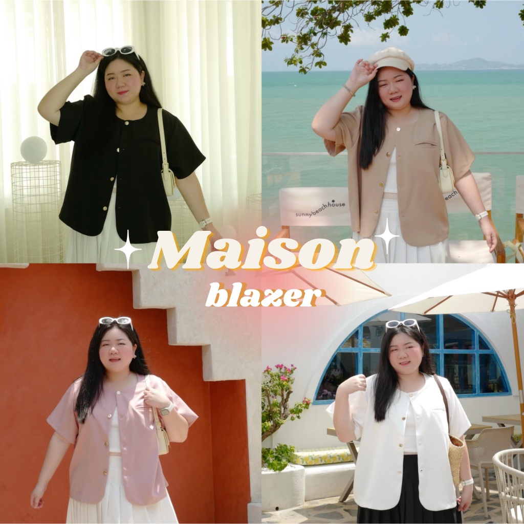 Maison Blazer เสื้อเบลเซอร์คอกลม กระดุมเงิน 4 สี #เสื้อผ้าสาวอวบ Plussize
