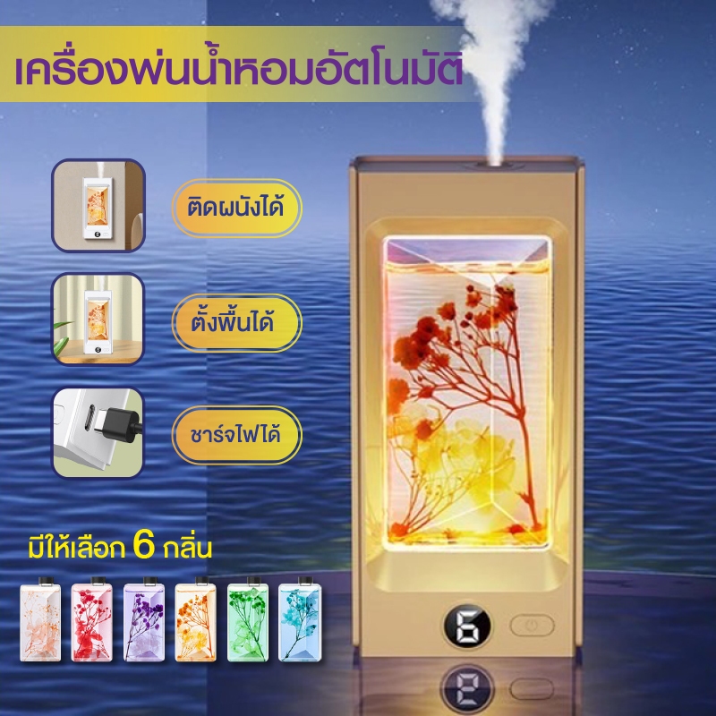 เครื่องพ่นน้ำหอมอัตโนมัติ K8 กระจายกลิ่นอโรมา เครื่องฟอกอากาศอโรมา แบบชาร์จไฟได้ กระจายกลิ่นหอมยาวนาน 80 ml.
