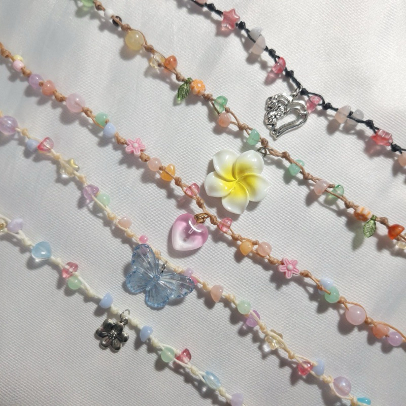 พร้อมส่ง อัพเดต 5/5 📿 สร้อยเชือกเทียน สร้อยเชือกถัก สร้อยคอ ลูกปัด เชือกเทียน